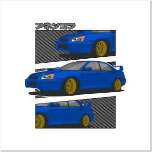 Blue Subaru Impreza WRX STI Posters and Art